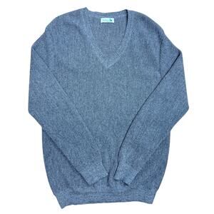 100% Baby Alpaca V Neck Pullover Sweater Men size M Gray Soft Warm Made in Peru